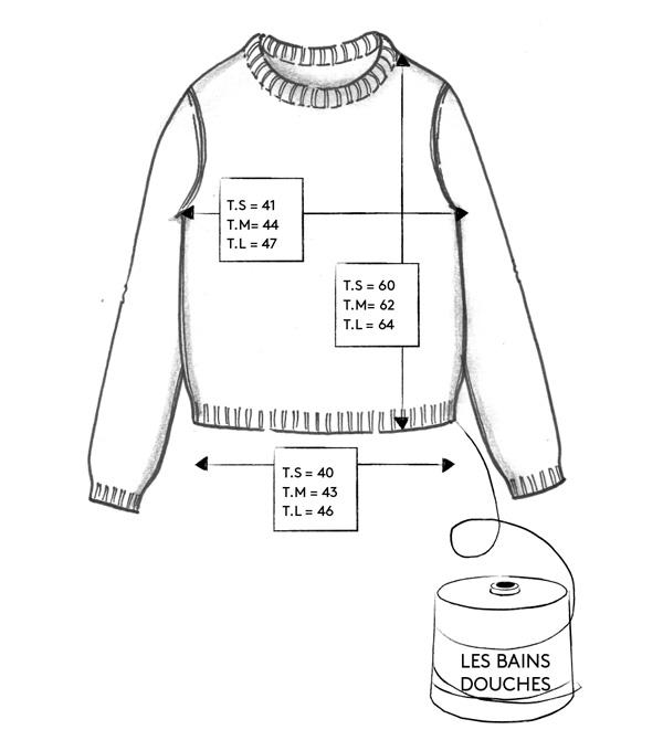 Correspondance de tailles du pull Les Bains Douches