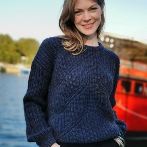 pull “LE ZÉNITH” mouliné bleu foncé