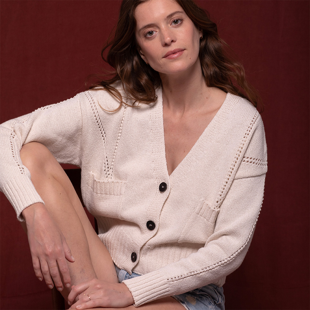 gilet “EMBRUN” écru/naturel - Coton recyclé