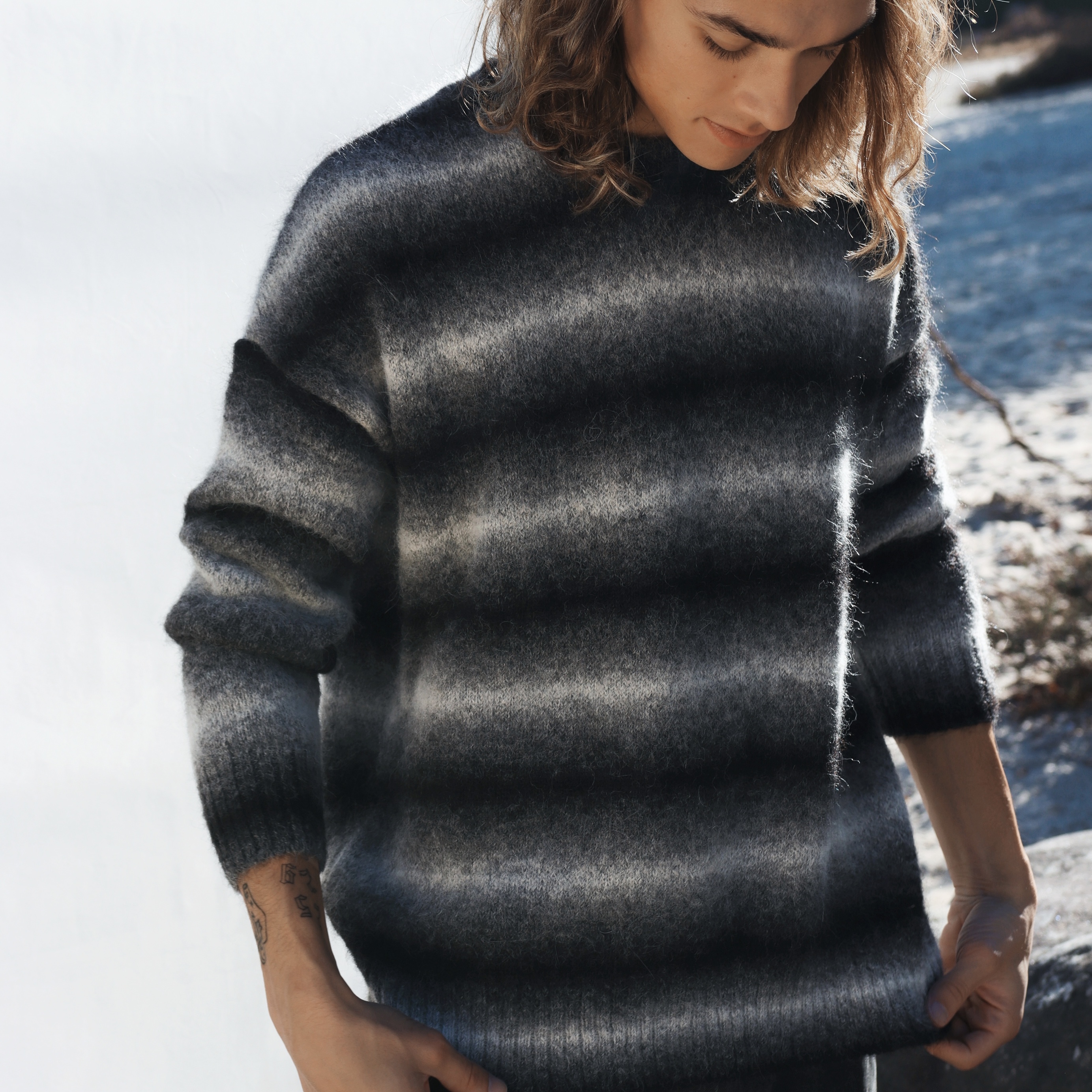 pull “NÉBULEUX” noir gris - Alpaga/Polyester recyclé