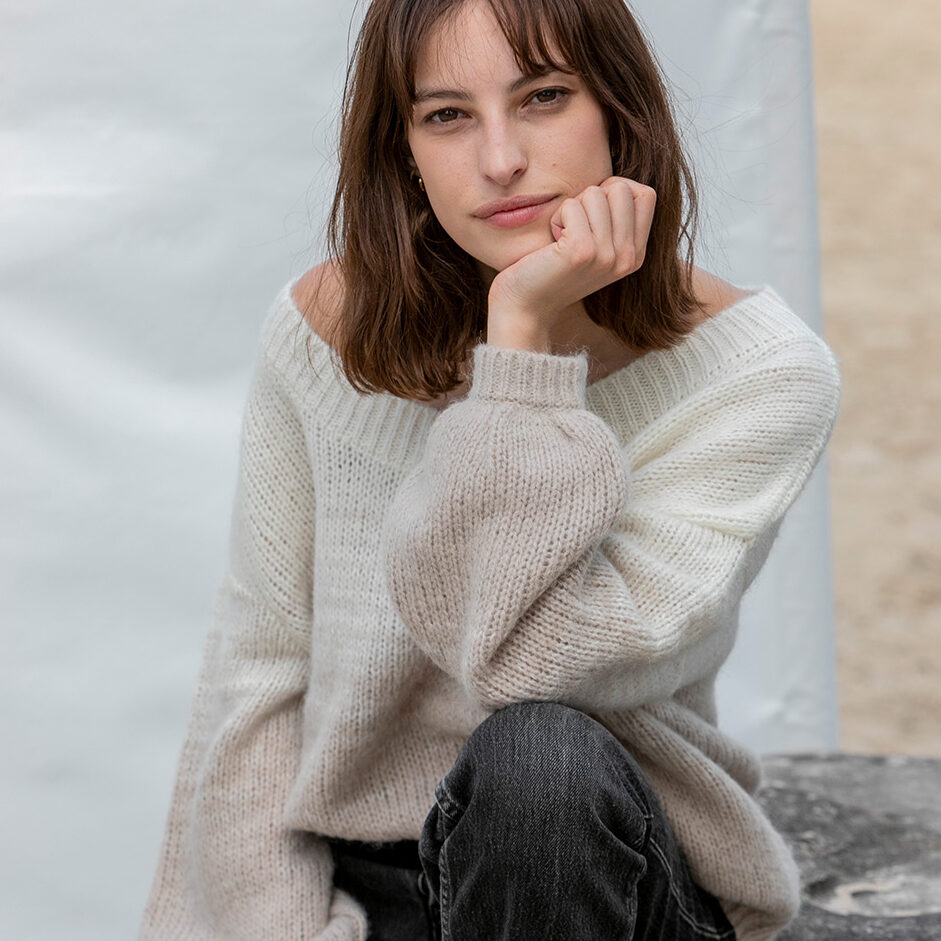 pull “FLOU” dégradé beige/ecru - Alpaga/Laine/Polyamide recyclé