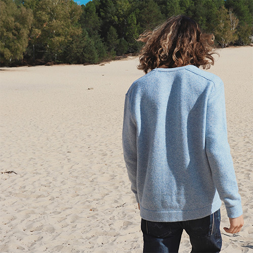 Pull GIVRE bleu chiné - Laine d’agneau recyclée