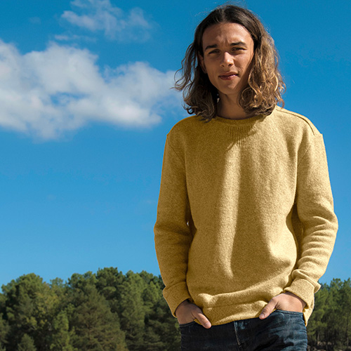 Pull GIVRE jaune chiné - Laine d’agneau recyclée