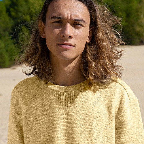 Pull GIVRE jaune chiné - Laine d’agneau recyclée