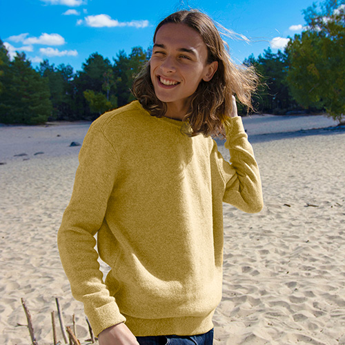 Pull GIVRE jaune chiné - Laine d’agneau recyclée