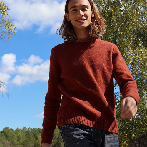 Pull MACADAM Marron châtaigne - Laine recyclée