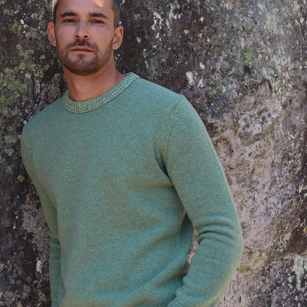 pull “MACADAM” vert amande - Laine recyclée