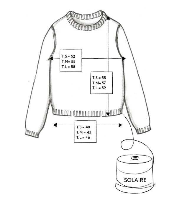 Correspondance de tailles du pull SOLAIRE