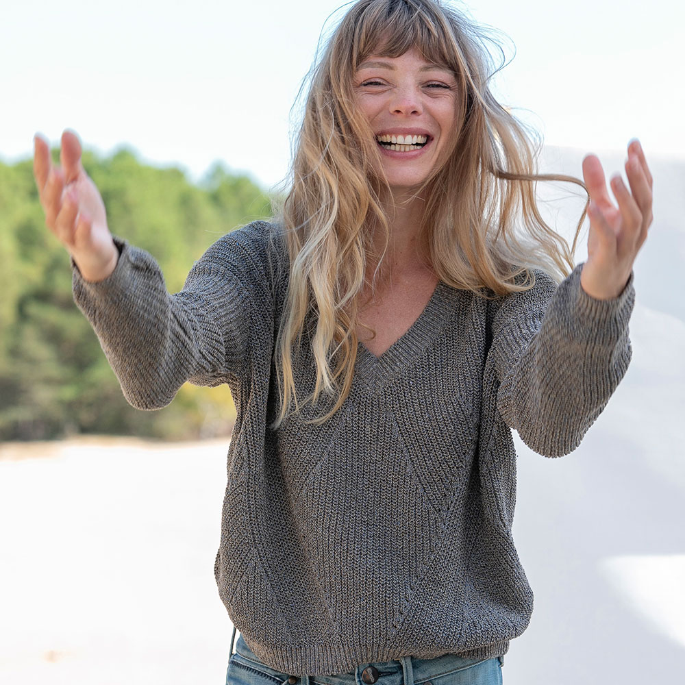 pull “SOLAIRE” vert bleuté - Coton recyclé