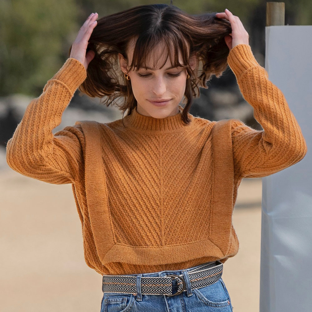 pull “VIBRATO” jaune ocre - Laine recyclée