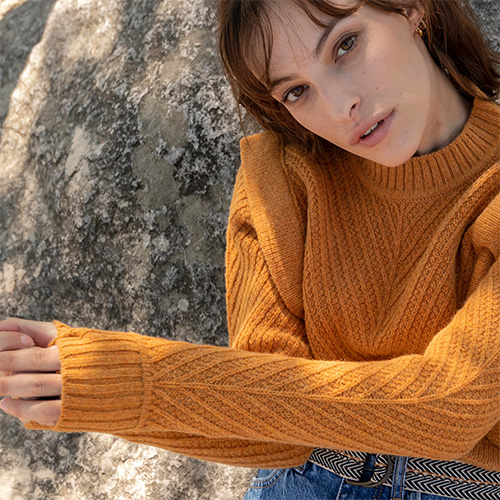 Pull VIBRATO Jaune ocre - Laine recyclée