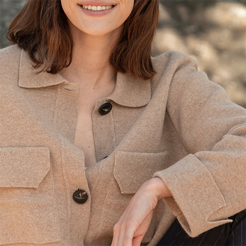 Veste/Chemise URBAINE Beige chiné - Laine recyclée