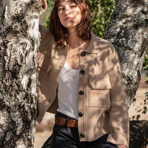 Veste/Chemise URBAINE Beige chiné - Laine recyclée