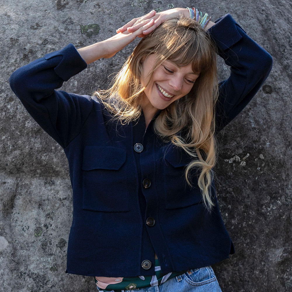 veste/chemise “URBAINE” marine - Laine recyclée