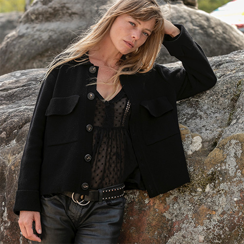 Veste/Chemise URBAINE Noir - Laine recyclée