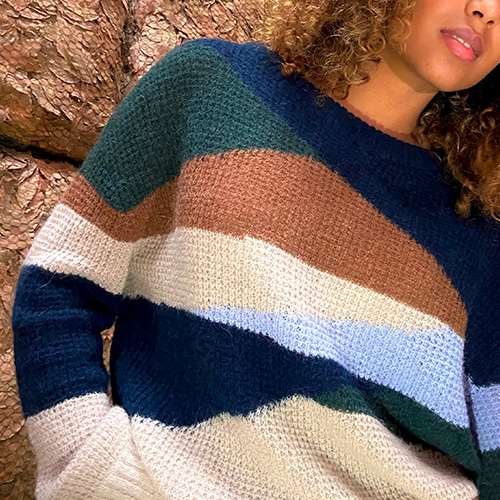 Pull HARMONIE Intersia 5 couleurs - Alpaga/Laine/Polyamide recyclé