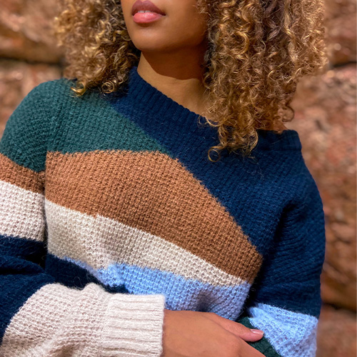 Pull HARMONIE Intersia 5 couleurs - Alpaga/Laine/Polyamide recyclé