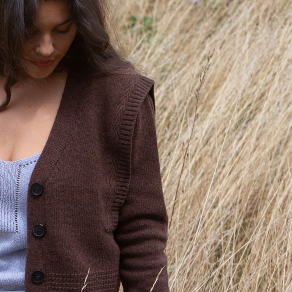 gilet “POP” marron chocolat - Laine recyclée