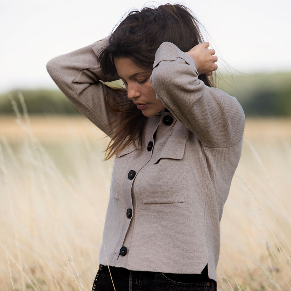 veste/chemise “URBAINE” beige chiné - Laine recyclée
