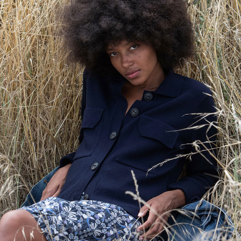 veste/chemise “URBAINE” bleu marine - Laine recyclée