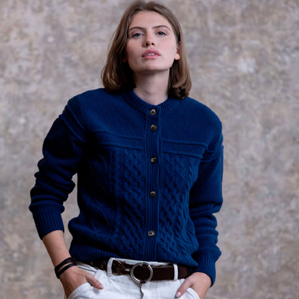 gilet “BALLADE” bleu indigo - Laine d'agneau recyclée