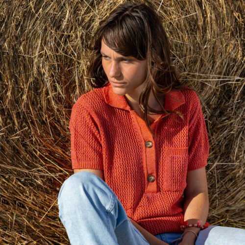 polo “ENTREVUE” orange corail - Coton recyclé