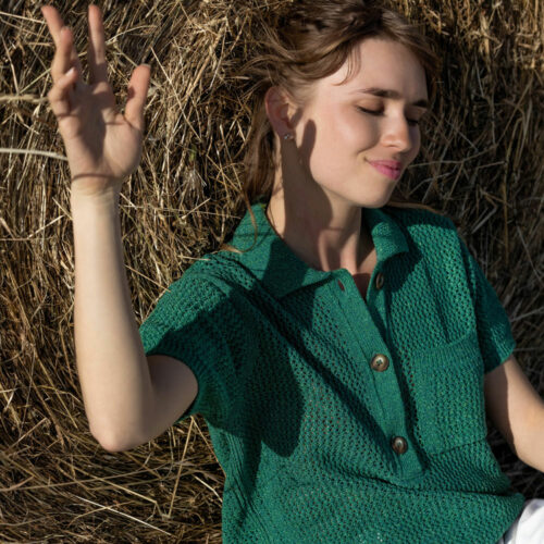 polo “ENTREVUE” vert émeraude - Coton recyclé