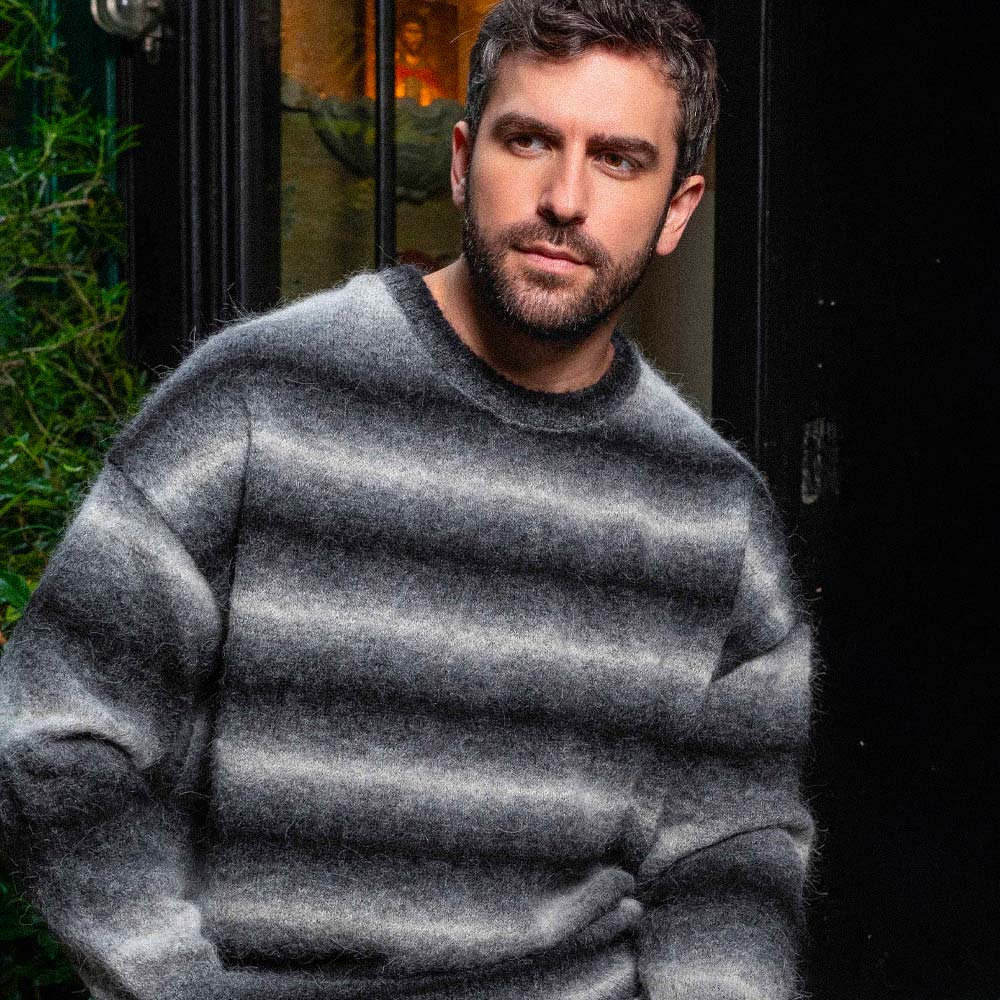 pull “NÉBULEUX” gris/noir - Alpaga/Polyester recyclé