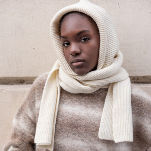 100% LAINE MERINOS RECYCLÉE ECHARPE CAPUCHE