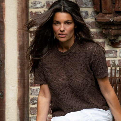 pull “ESCAPADE” marron chocolat - Coton recyclé