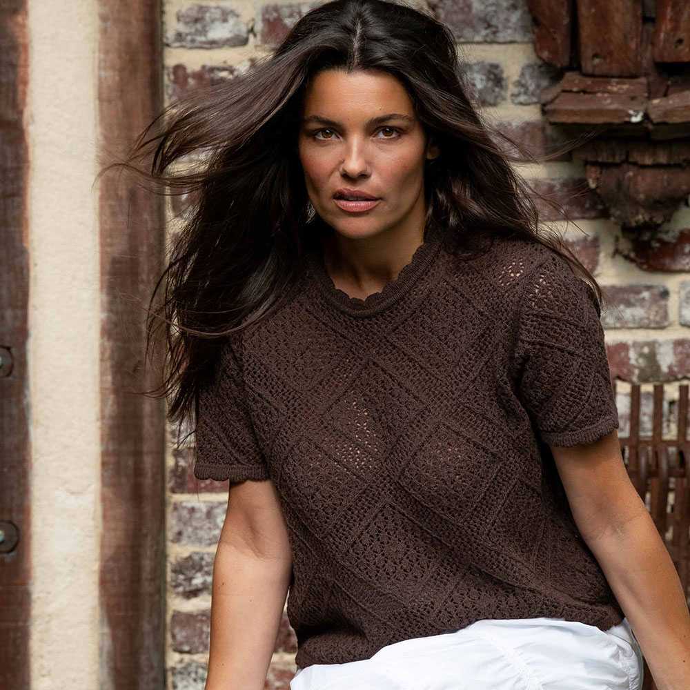 pull “ESCAPADE” marron chocolat - Coton recyclé