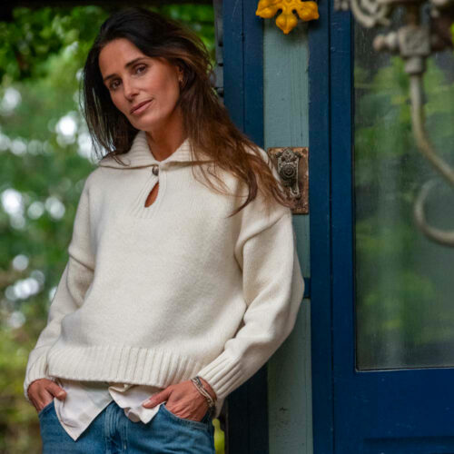 pull “DEFERLANTE” écru naturel – Laine extra fine recyclée