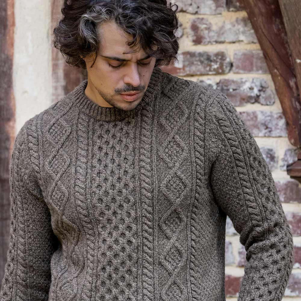 pull “STEVE” marron taupé chiné - Laine d’agneau recyclée