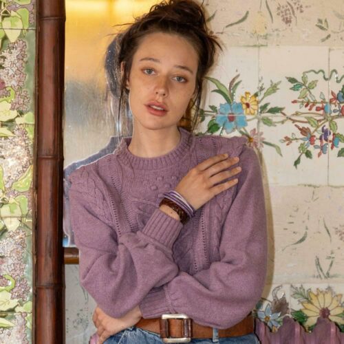 pull “JEU DE PAUME” lilas - Laine recyclée