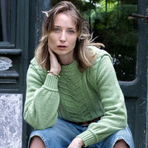 pull “JEU DE PAUME” vert émeraude - Laine recyclée