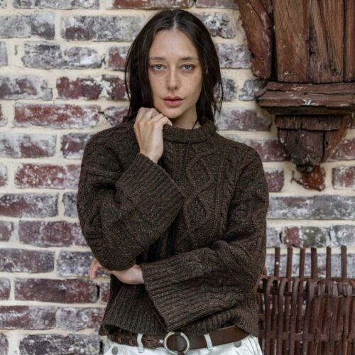 pull “PERGAME” marron tweedé - Laine recyclée
