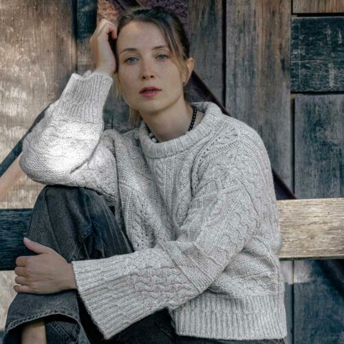 pull “PERGAME” mouliné écru beige - Laine recyclée