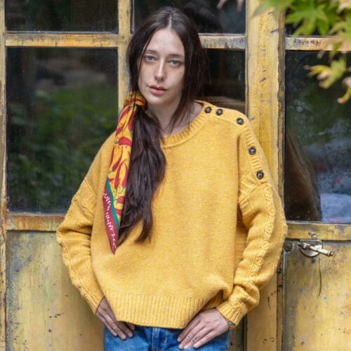 pull “QUAI BRANLY” mouliné jaune - Laine recyclée