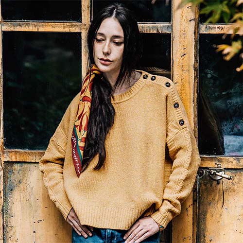 PULL QUAI BRANLY MOULINÉ JAUNE