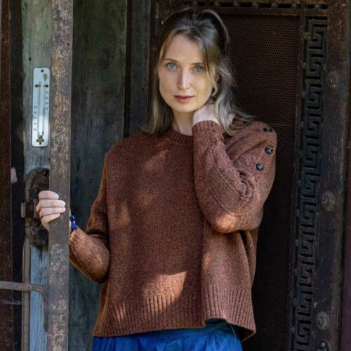 pull “QUAI BRANLY” mouliné marron/châtaigne - Laine recyclée