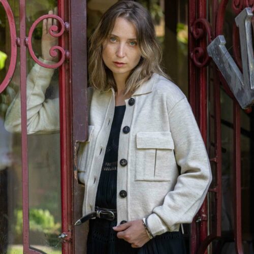 veste “PANAME” écru chiné - Laine Mérinos recyclée
