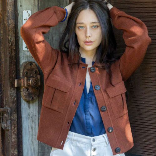 veste “PANAME” marron noisette - Laine Mérinos recyclée
