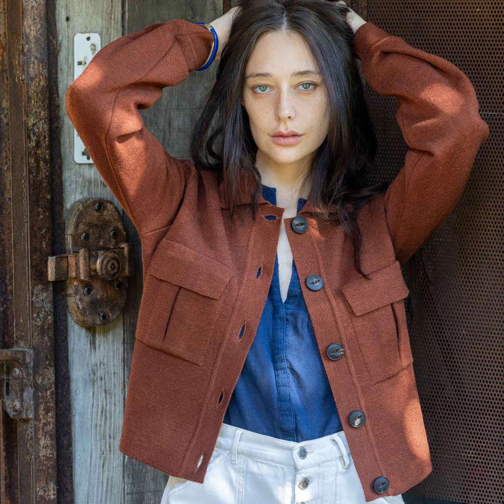 veste “PANAME” marron noisette - Laine Mérinos recyclée