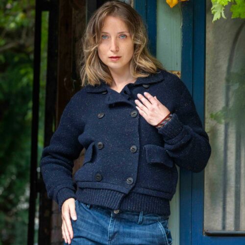 veste “PETIT PALAIS” bleu marine tweedé - Laine recyclée
