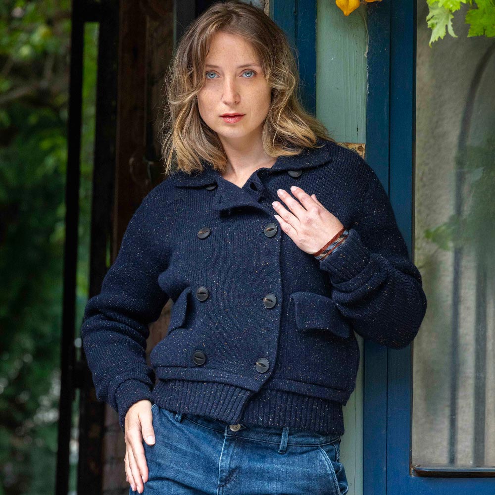 veste “PETIT PALAIS” bleu marine tweedé - Laine recyclée
