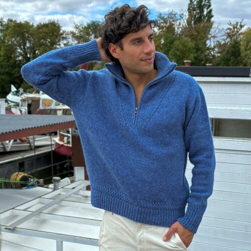 pull “L’ORANGERIE” bleu ciel - Laine recyclée/Mohair recyclée