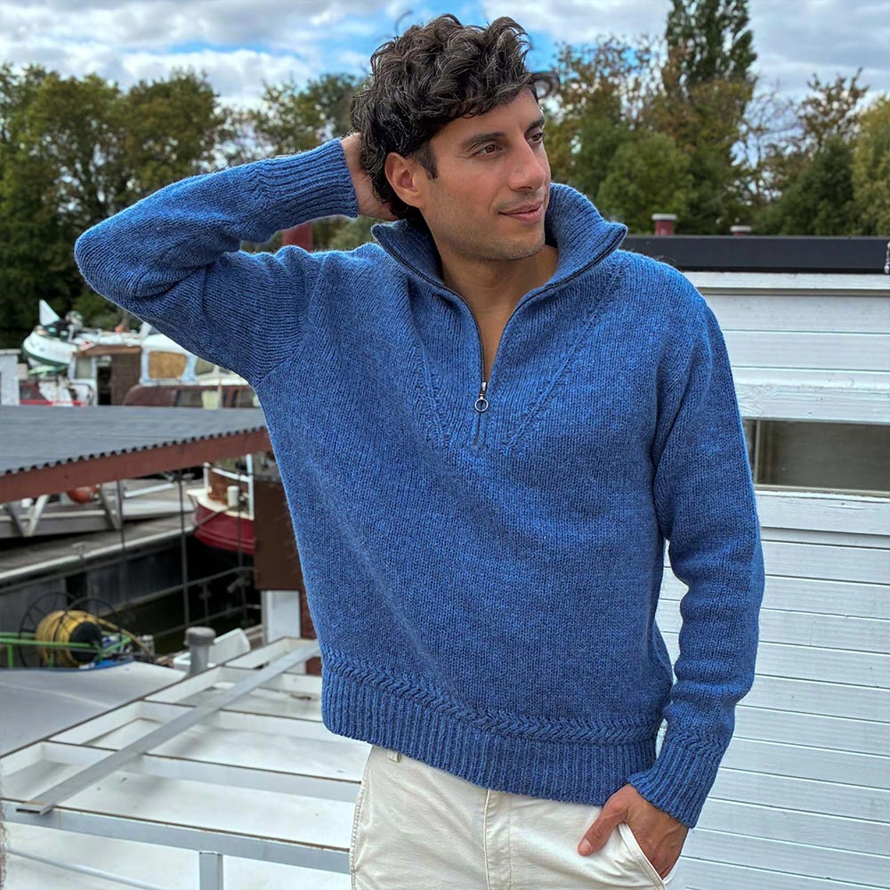 pull “L’ORANGERIE” bleu ciel - Laine recyclée/Mohair recyclée