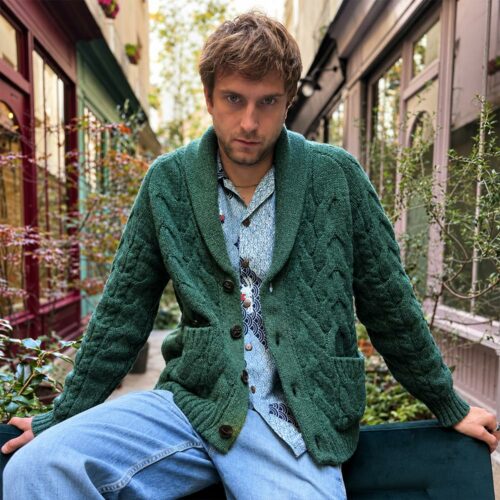 veste “L’ARSENAL” vert mouliné - Laine recyclée