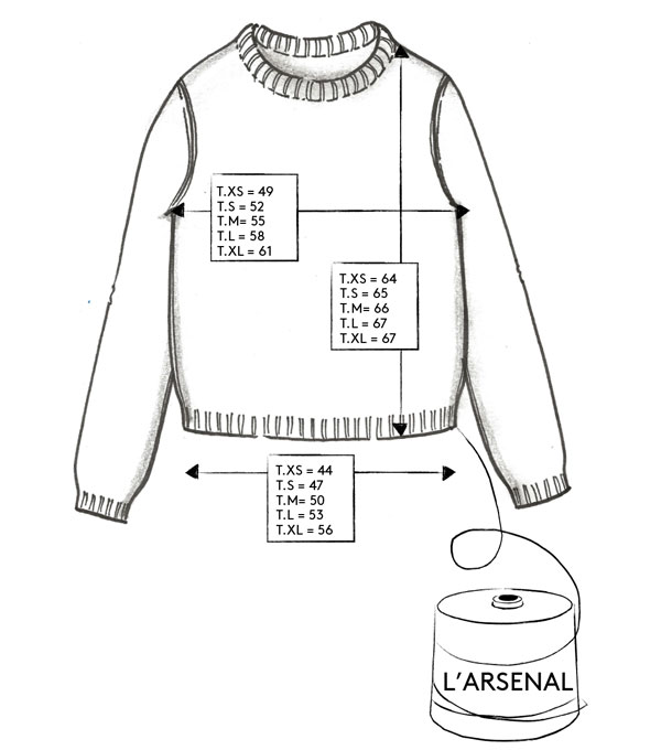 Correspondance de tailles de la veste L'ARSENAL